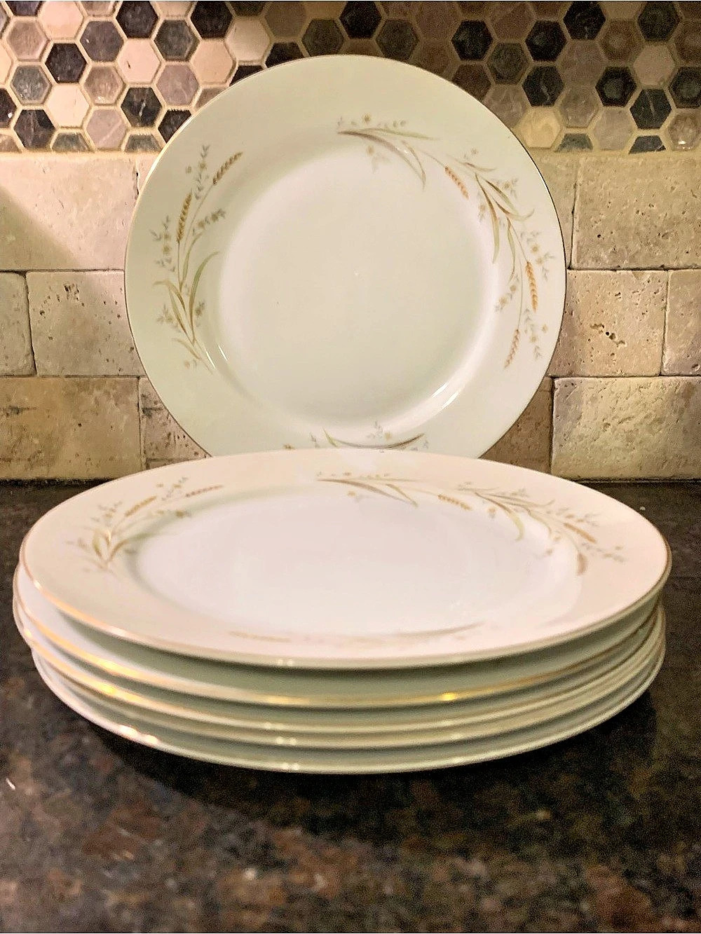 Golden Harvest Floral Fine China Dinnerware Set 6 White & Gold